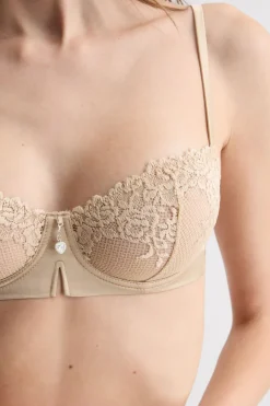 Biustonosz Balkonetka Denise z Jedwabiu i Koronki Silky Flowers