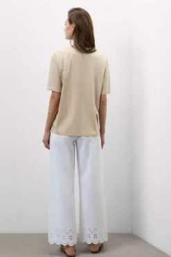 Bluzka z Krótkim Rękawem z Dekoltem w Serek z bawełny Elevated Cotton