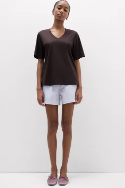 Bluzka z Krótkim Rękawem z Dekoltem w Serek z bawełny Elevated Cotton