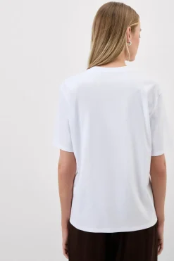 Bluzka z Krótkim Rękawem z Dekoltem w Serek z bawełny Elevated Cotton
