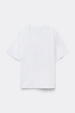 Bluzka z Krótkim Rękawem z Dekoltem w Serek z bawełny Elevated Cotton