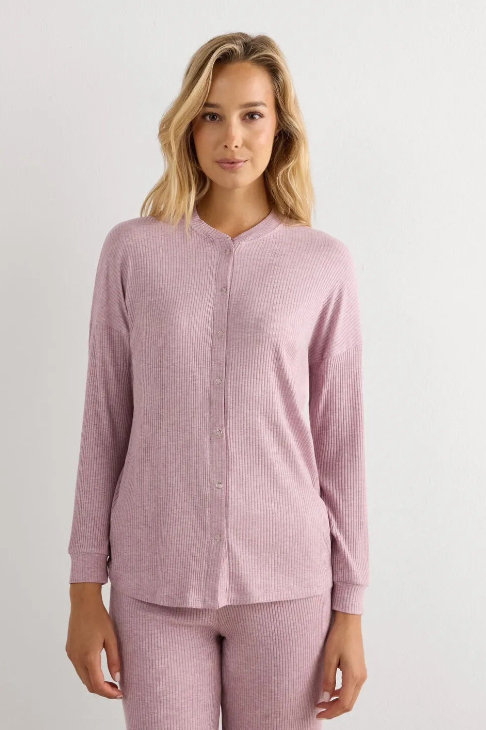 Bluzka z Modalu z Długim Rękawem Rozpinana z Przodu Chic Comfort