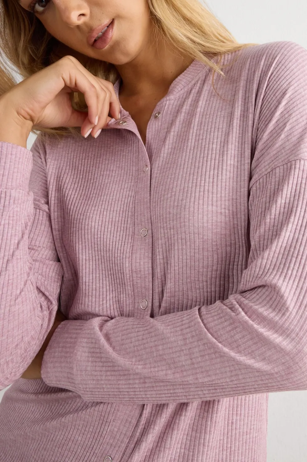 Bluzka z Modalu z Długim Rękawem Rozpinana z Przodu Chic Comfort