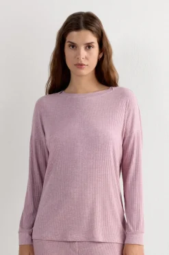 Bluzka z Modalu z Długim Rękawem i Dekoltem w Łódkę Chic Comfort