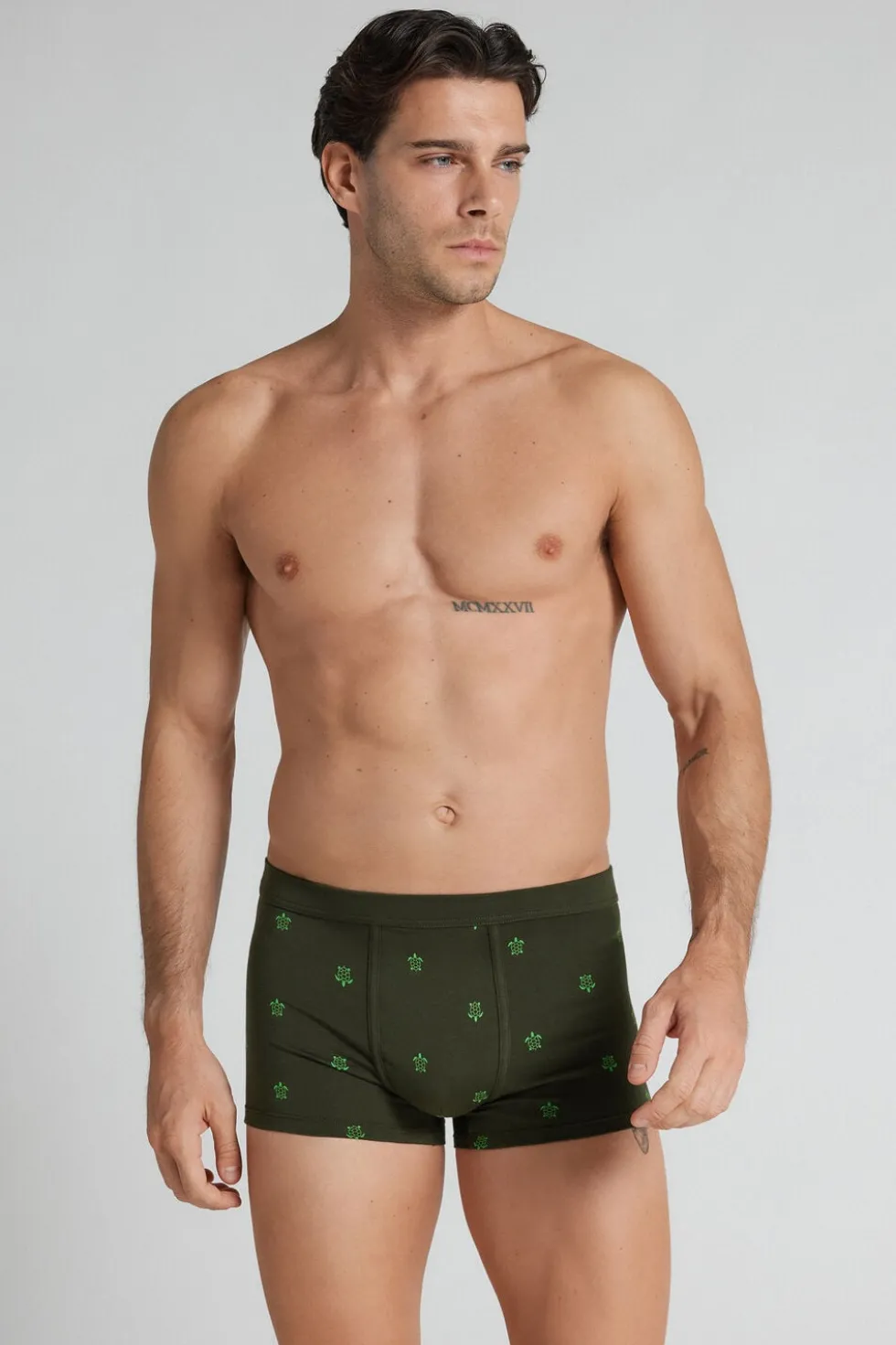 Bokserki z Bawełny Superior z Nadrukiem w Żółwie