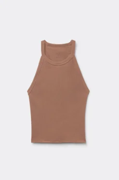 Crop Top w Prążki z Bawełny Superior