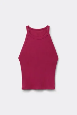 Crop Top w Prążki z Bawełny Superior