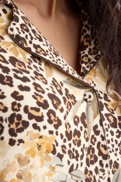 Długa Rozpinana z Przodu Piżama z Modalu Animalier Simply Iconic
