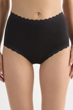 Figi Culotte z Wysokim Stanem z Bawełny i Koronki