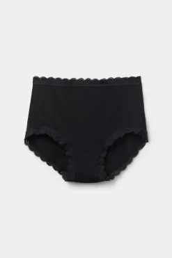 Figi Culotte z Wysokim Stanem z Bawełny i Koronki