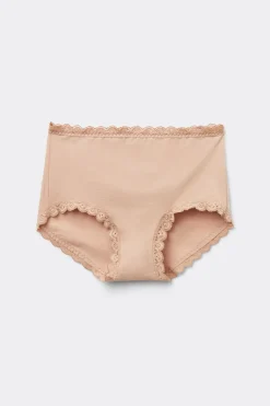 Figi Culotte z Wysokim Stanem z Bawełny i Koronki