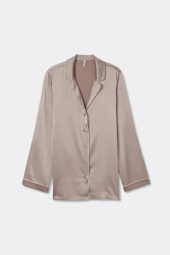 Jedwabna Koszula z Długim Rękawem o Męskim Kroju