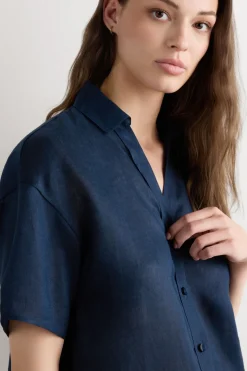 Koszula z Krótkim Rękawem z Płótna Lnianego The Pure Linen