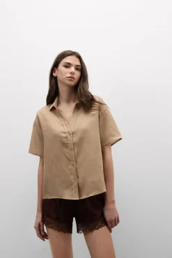 Koszula z Krótkim Rękawem z Płótna Lnianego The Pure Linen