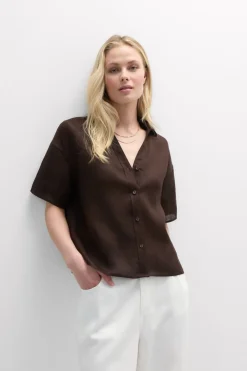 Koszula z Krótkim Rękawem z Płótna Lnianego The Pure Linen