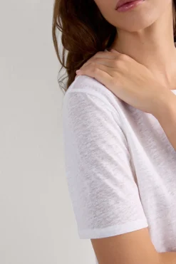 Lniana Bluzka z Krótkim Rękawem The Pure Linen