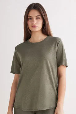 Lniana Bluzka z Krótkim Rękawem The Pure Linen