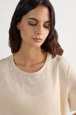 Lniana Bluzka z Krótkim Rękawem The Pure Linen