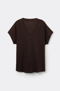 Lniana Bluzka zKrótkim Rękawem iDekoltem wSerek The Pure Linen