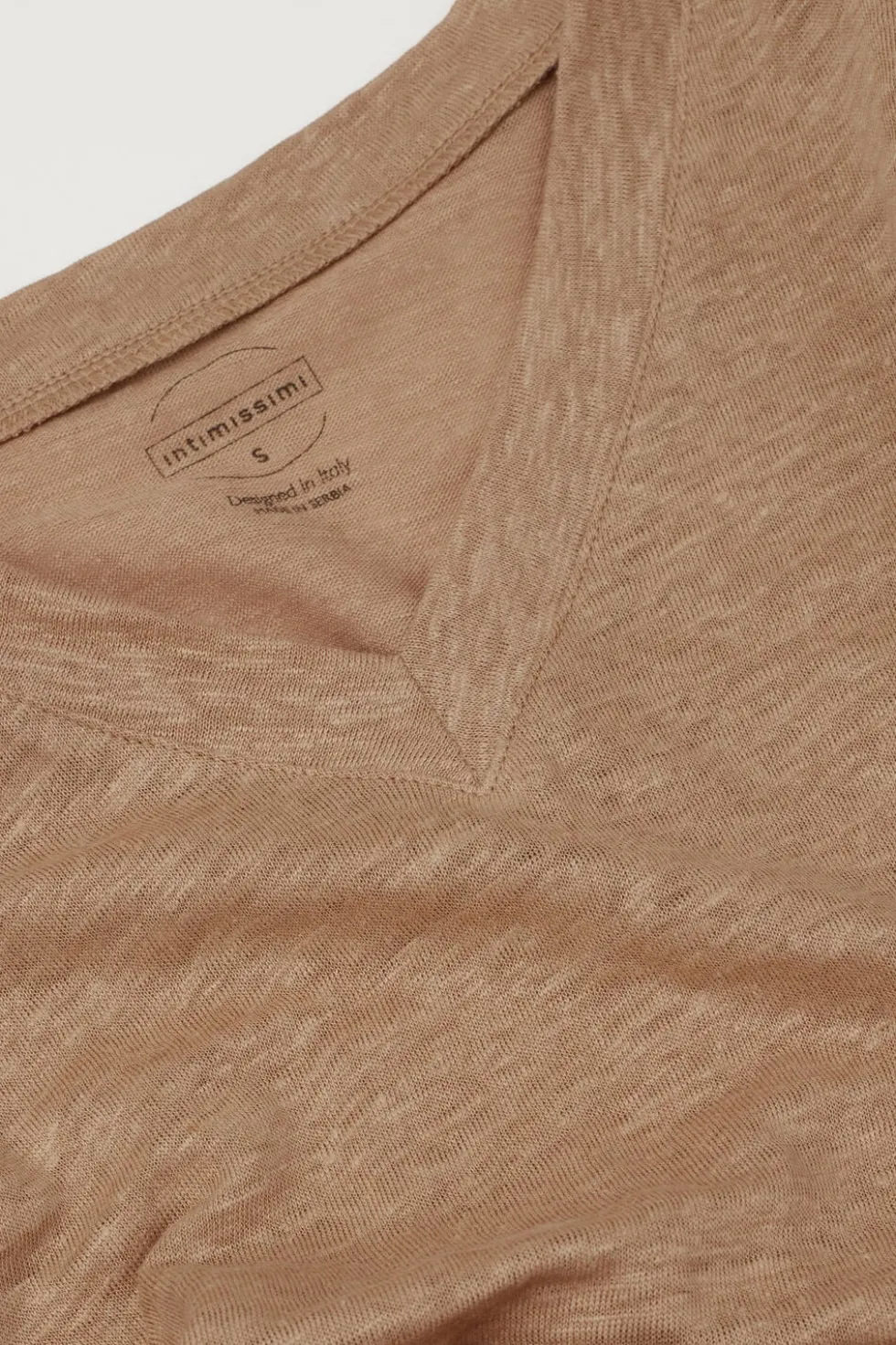 Lniana Bluzka zKrótkim Rękawem iDekoltem wSerek The Pure Linen