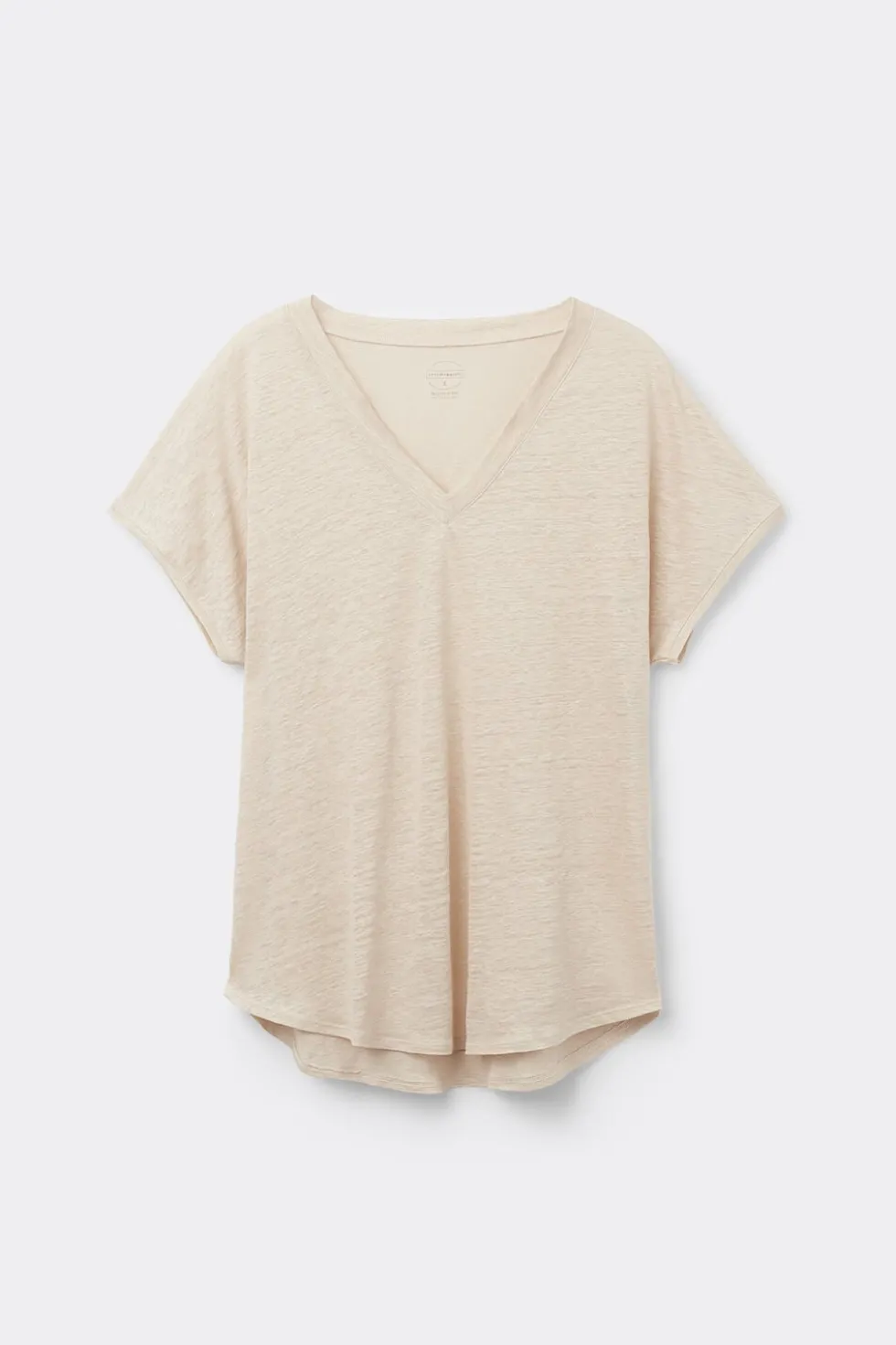 Lniana Bluzka zKrótkim Rękawem iDekoltem wSerek The Pure Linen