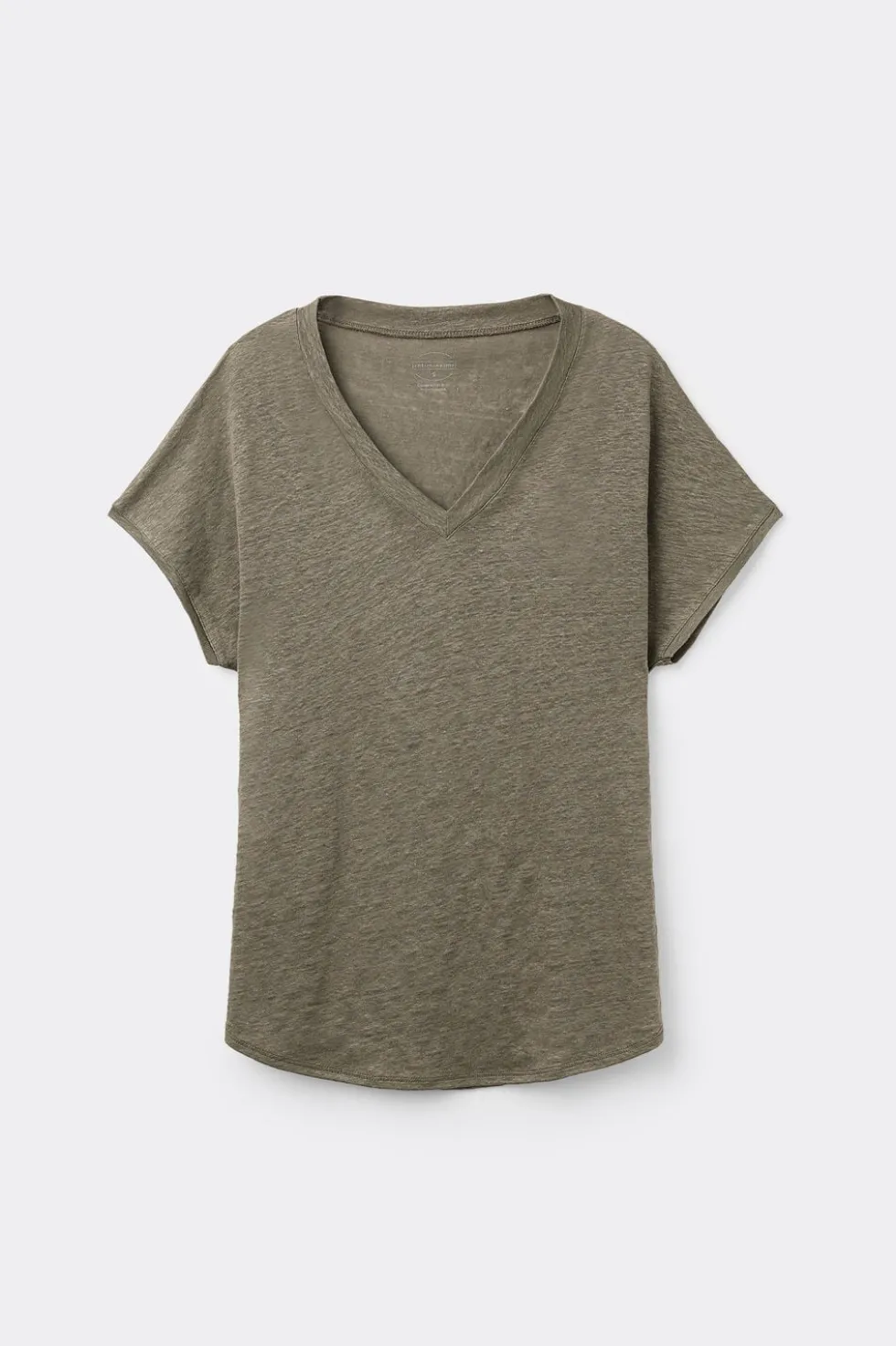 Lniana Bluzka zKrótkim Rękawem iDekoltem wSerek The Pure Linen