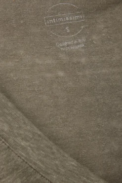 Lniana Bluzka zKrótkim Rękawem iDekoltem wSerek The Pure Linen