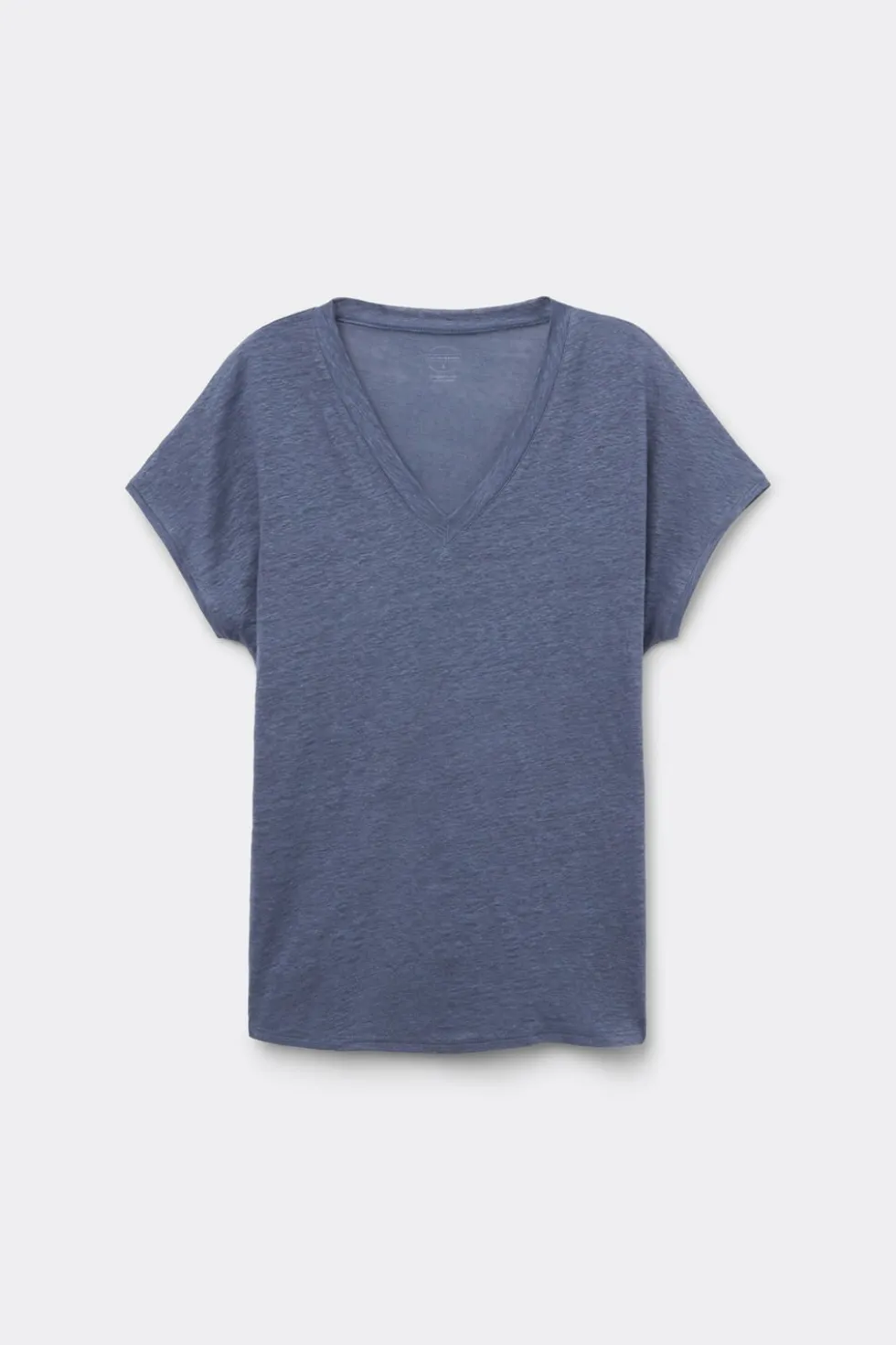 Lniana Bluzka zKrótkim Rękawem iDekoltem wSerek The Pure Linen