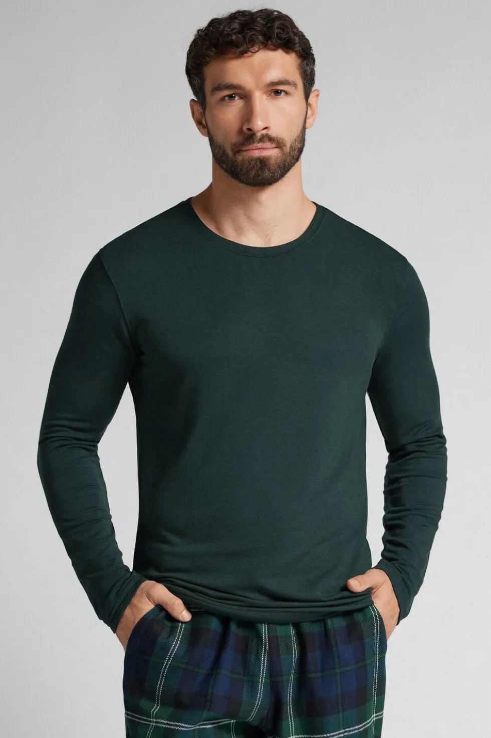 Longsleeve z Modalu z Kaszmirem z Dekoltem Pod Szyję