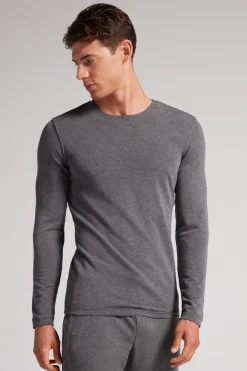 Longsleeve z Modalu z Kaszmirem z Dekoltem Pod Szyję