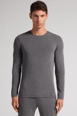 Longsleeve z Modalu z Kaszmirem z Dekoltem Pod Szyję
