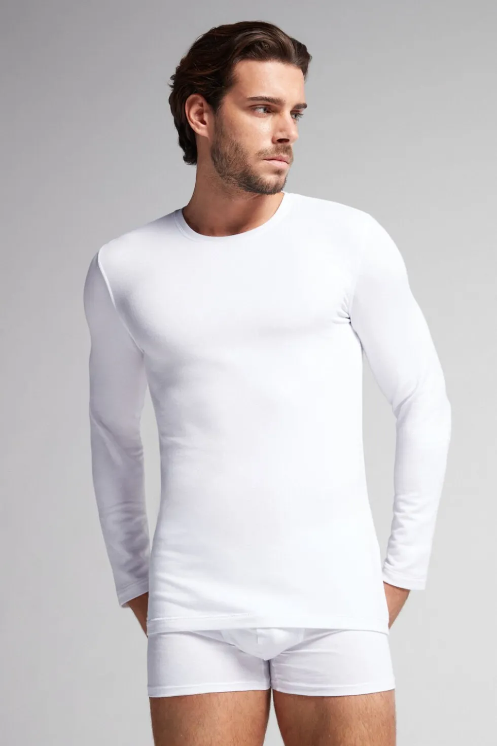 Longsleeve z Modalu z Kaszmirem z Dekoltem Pod Szyję