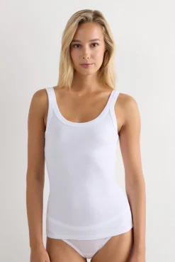 Tank Top Prążkowany z Bawełny Superior