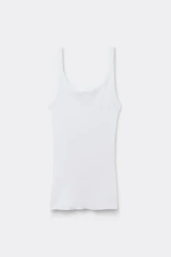 Tank Top Prążkowany z Bawełny Superior