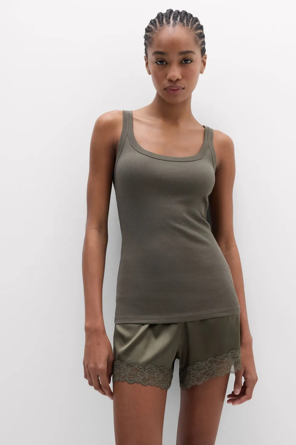 Tank Top Prążkowany z Bawełny Superior