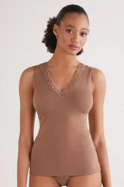 Tank Top z Modalu i Koronki Pretty Flower