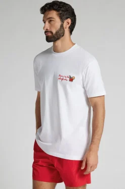 T-shirt 100% Bawełny z Haftowanym Nadrukiem