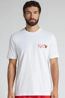 T-shirt 100% Bawełny z Haftowanym Nadrukiem