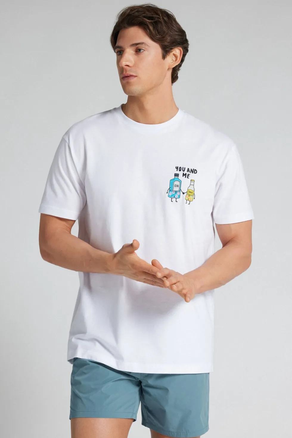 T-shirt 100% Bawełny z Haftowanym Nadrukiem You&Me