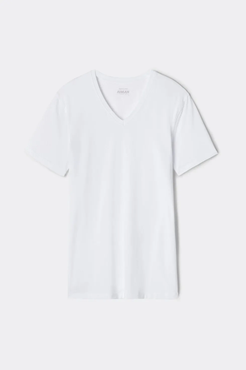 T-shirt z Dekoltem w Kształcie Litery V z Elastycznej Bawełny Superior
