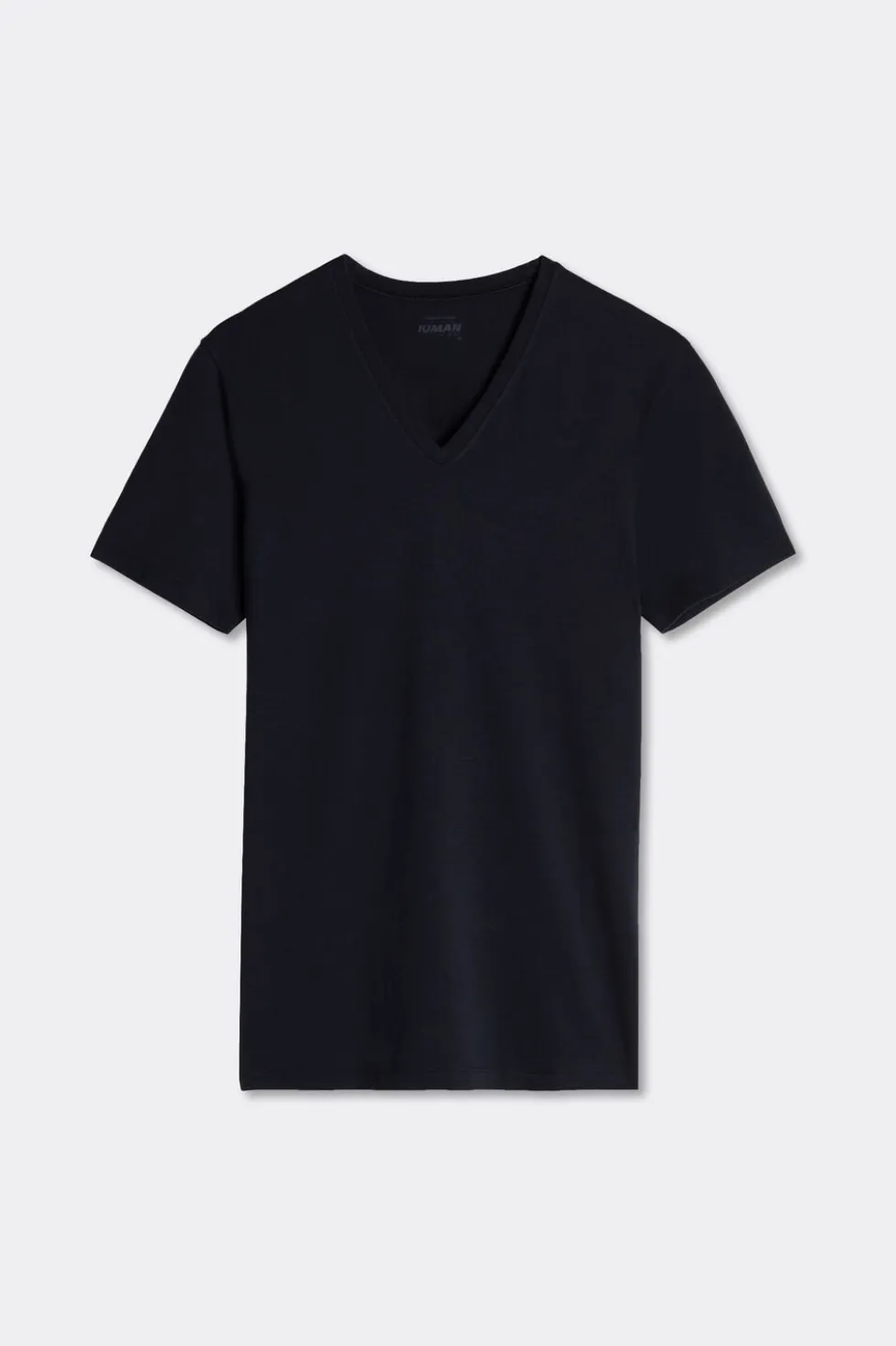 T-shirt z Dekoltem w Kształcie Litery V z Elastycznej Bawełny Superior
