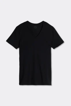 T-shirt z Dekoltem w Kształcie Litery V z Bawełny Superior Extrafine